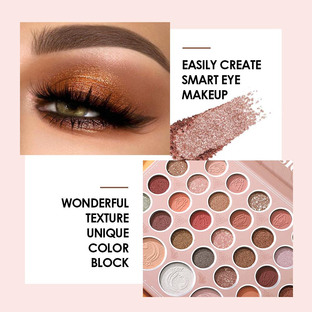Julystar 38 Color Eye & Face Palette Exotic Nude Shimmer Matte Eyeshadow Glitter Powder HighLight Blush Contour Long Lasting Eye Makeup Cosmetics