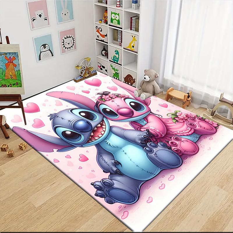 Stitch Angel Carpet Rug Soft Washable Antislip Home Living Room Sofa Mats Personalized Christmas Rug