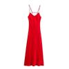 Kaslead New Women clothes Western Style Fashion Slim fit Silk Satin Texture Midi Dress 3248331