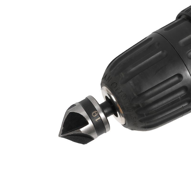 Набор инструментов для снятия фаски из 3 предметов с шестигранным хвостовиком 90 градусов, черного цвета, с пятью лезвиями, 12/16/19 мм, зенковочное сверло, открывалка для деревообработки