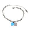 Women Beaded Enamel Bracelet Adjustable Length Heart Charm Titanium Steel Bracelet Stress Relief Happiness Meaningful Jewelry