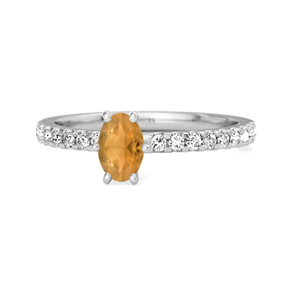 Citrine Oval Solitaire Ring- 925 Sterling Silver