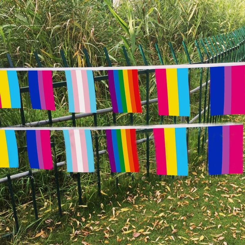 5M  20 Pieces Rainbow Flag String of Flags Gay Bisexual Lesbian Pansexuality LGBT Pride Right Party