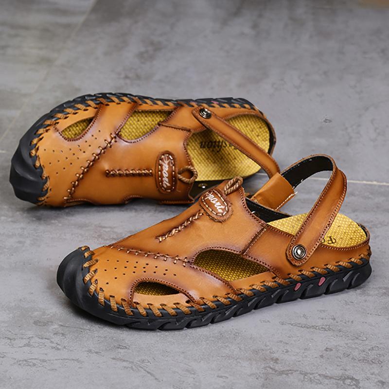Летние уличные сандалии для мужчин, полностью завернутые сандалии, летняя обувь ручной работы для мужчин, пляжные сандалии, мужские тапочки двойного назначения