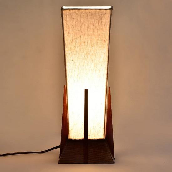 Sheesham Wooden 'Pyramid' Table Lamp for Bedroom ,Living Room (35.56 Cm , Wood, Without Bulb, Pack of 1)