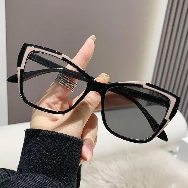 Fashion Retro Photochromic Glasses Anti-Blue Light Classic Cat Eye Frame Sunglasses Vintage Men Women Outdoor Eyeglasses