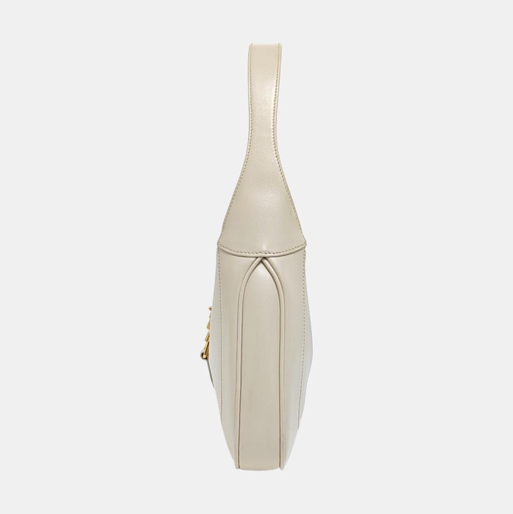 [Pre-Owned] Jackie 1961 Gold Lock Removable Extended Shoulder Strap Leather Half-Moon Underarm Bag Small - Very Good #WWPUM6