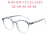 Transparent Blue Frame Blue Light Blocking Round Minus Diopter Glasses With Prescription Eyewear Power 0 -0.5 -0.75 To -6.0