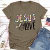 Футболка с принтом Иисуса и любви для женщин, короткий рукав, O-образный вырез, свободная женская футболка, женская футболка, топы, одежда, женские футболки