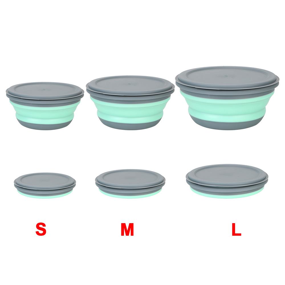 With Lid Foldable Salad Bowl Food Container 3Pcs/Set Silicone Bowl Sets Folding Lunch Box Portable Folding Bowl