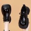 Height-increasing Thick-soled Leather Shoes for Women, Retro Shoes with Large Heads