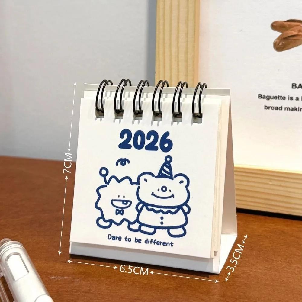 Новый Мини Настольный Календарь 2026 Портативный Мультяшный Ежемесячный Планировщик Планировщик Расписания Офисные Школьные Принадлежности
