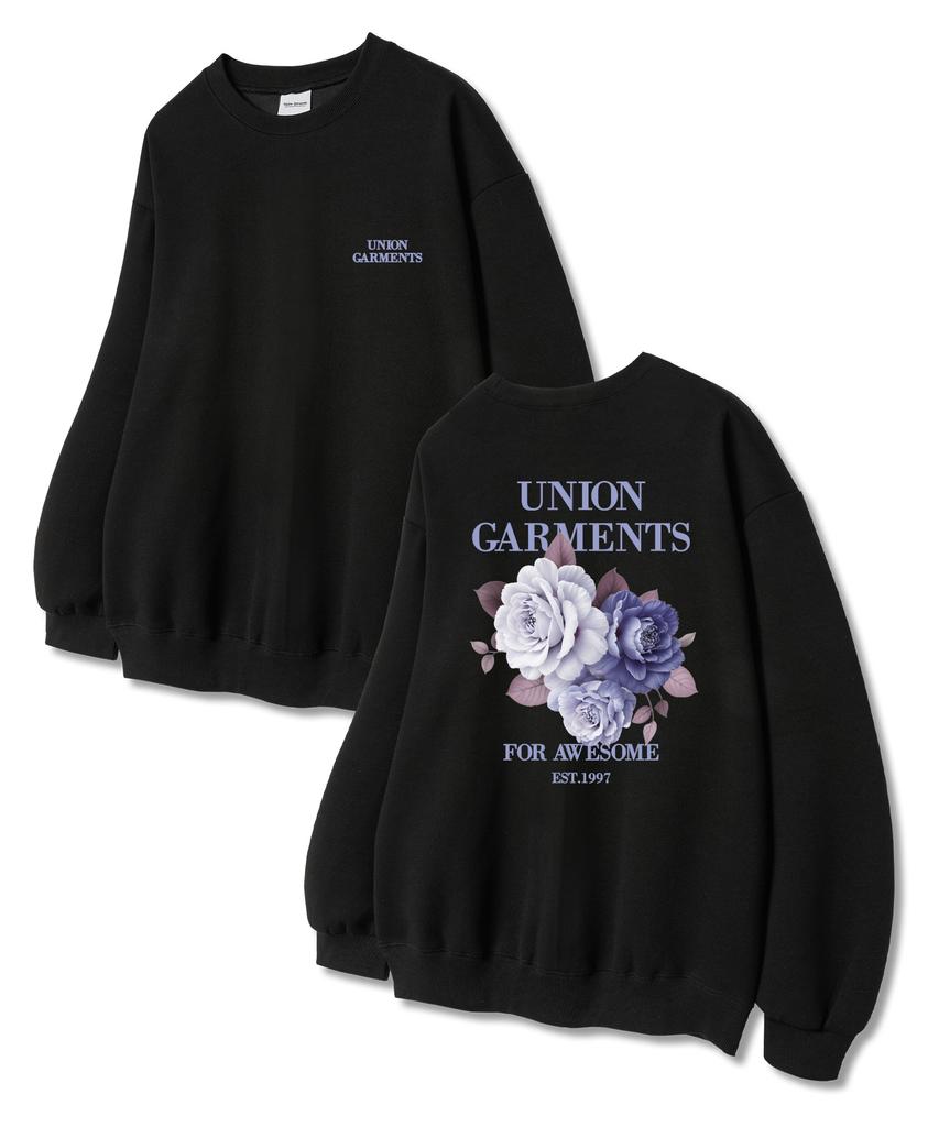 UNION GARMENTS Цветочный Терри-Свитшот Черный
