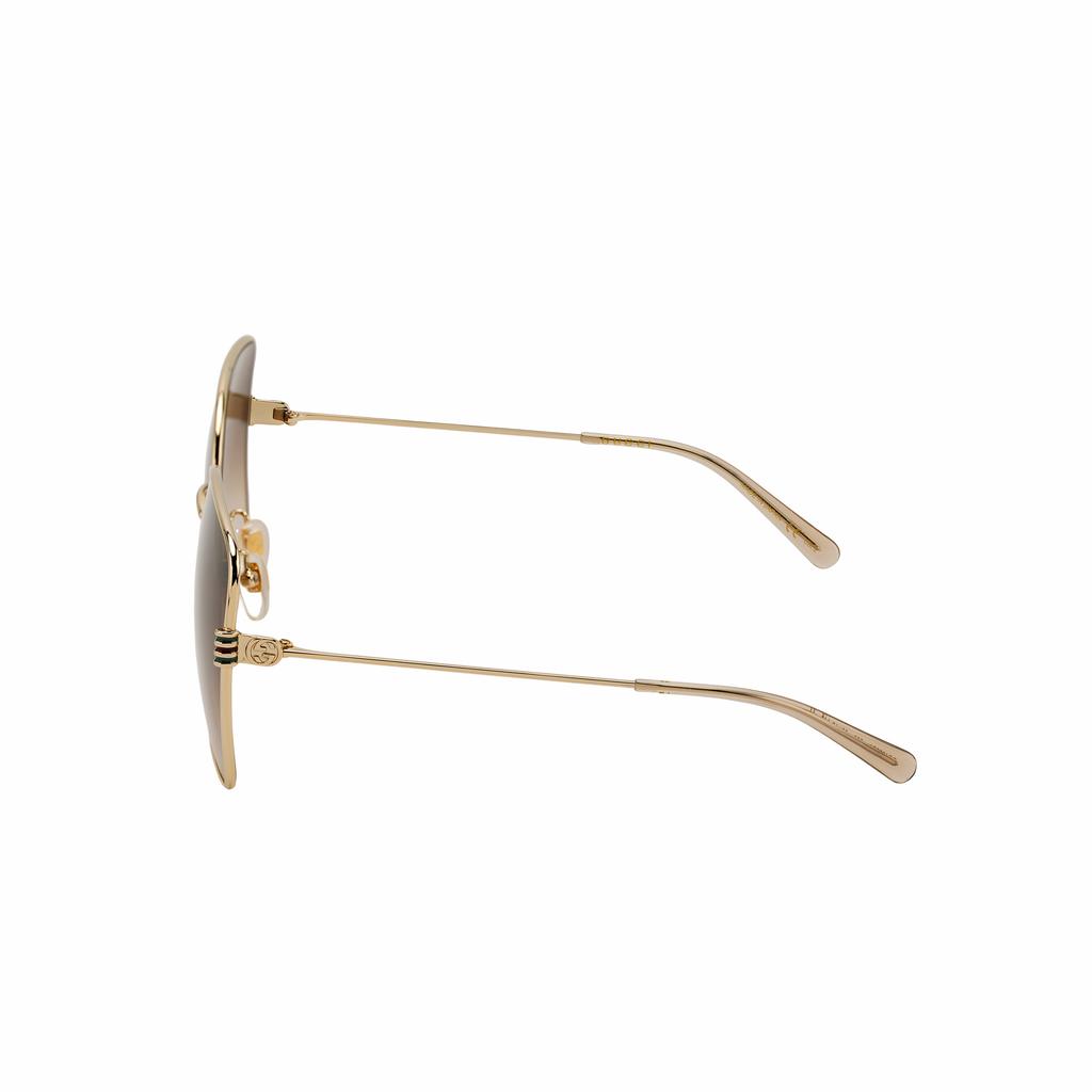 Gucci Солнцезащитные очки из сплава, золотая оправа, коричневые линзы, из сплава, неправильной формы, женские модели