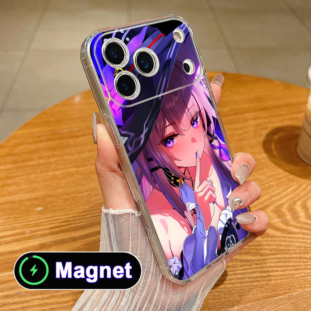 HSR Herta Прозрачный TPU Magsafe Чехол для Мобильного Телефона для iPhone 17 16 15 14 13 12 11 Air Pro Max Plus Mini Цветной Чехол
