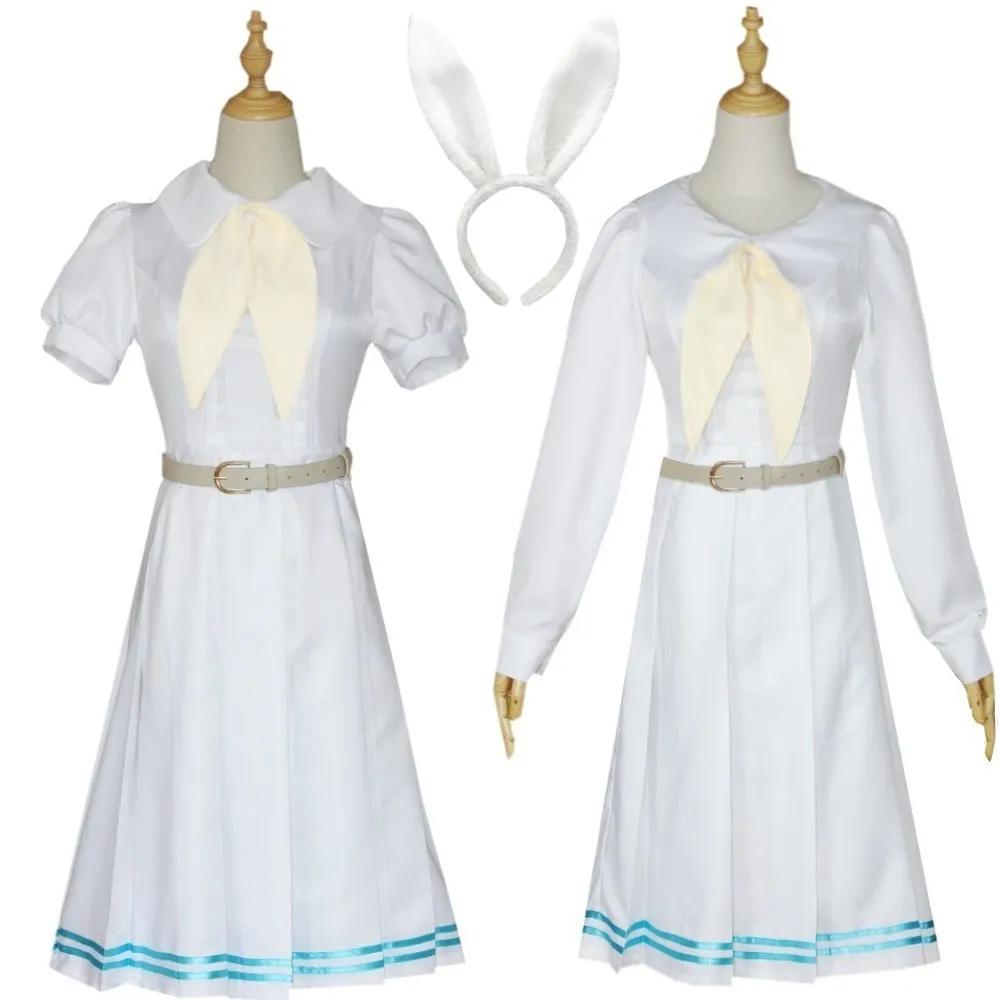 Anime Beastars White Rabbit Haru JK Uniform Dress White Dress Haru Cosplay Costume for Woman Girls Hallowmas Party Costume