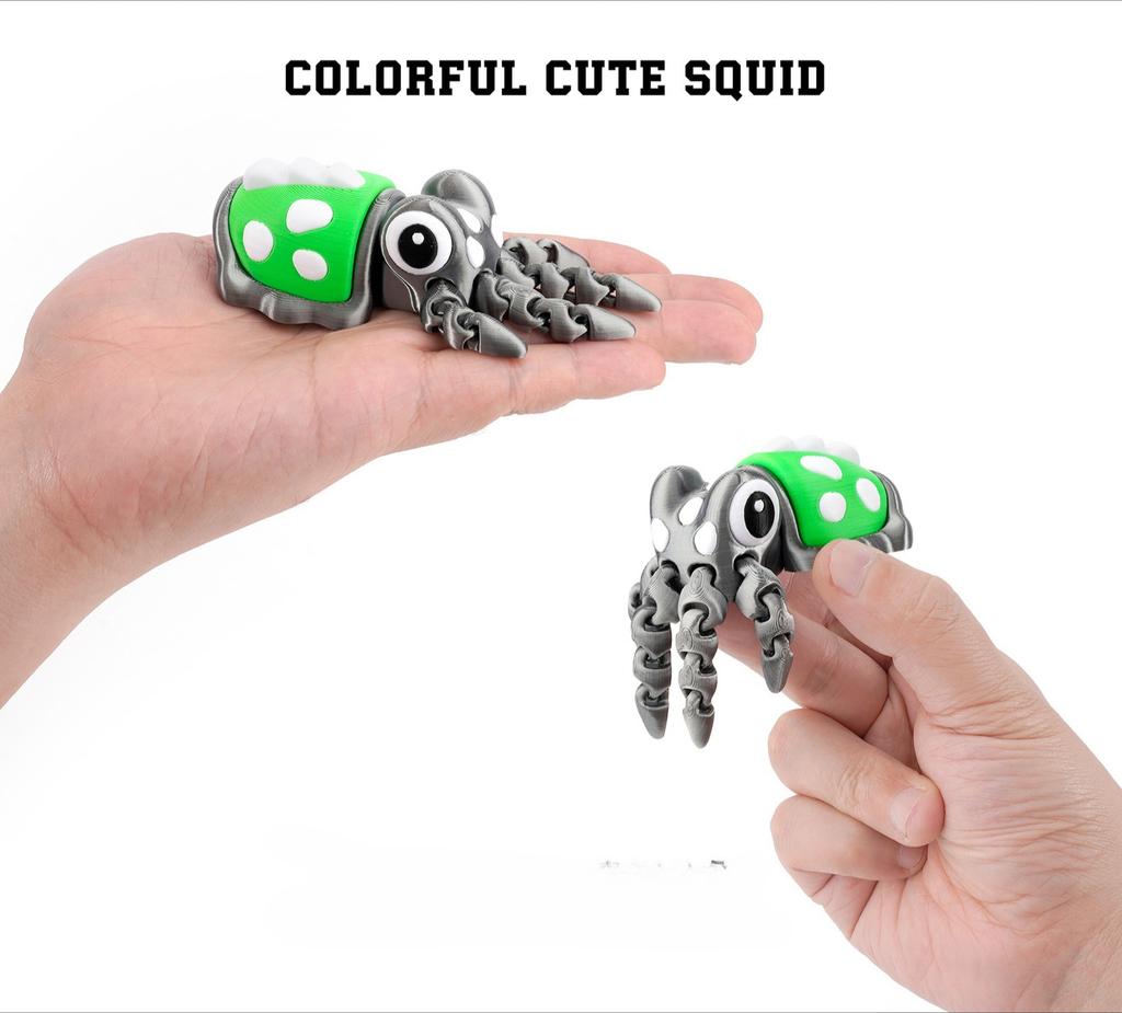 3D Printing Colorful Squid Figurine Stress Relief Fidget Toy Articulated Squid Figurine Model Crafts Ornament Birthdays Gift