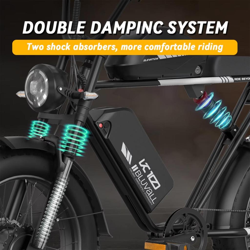 New K10 electric bicycle 2000W dual motor 52V 43Ah dual battery 20 * 4.0-inch fat tire electric bicycle hydraulic brake, cruise mode