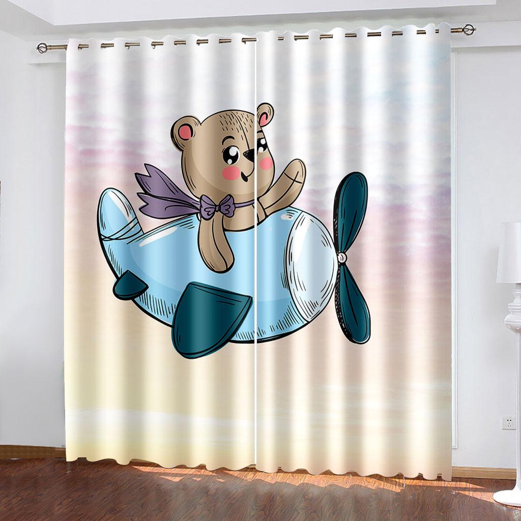 Мультяшные Блэкаут Шторы Самолеты Разноцветные Оконные Шторы для Детской Спальни Декор (2 панели) Кортина