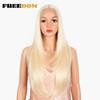 FREEDOM Synthetic Lace Wig 26 inch Middle Part Long Straight Lace Front Wigs Ombre Pink Blonde Wigs For Black Women Cosplay Wigs
