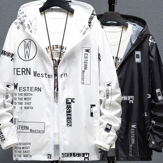 Мужское солнцезащитное пальто с капюшоном и длинными рукавами, карманами на молнии, солнцезащитная куртка с буквенным принтом, быстросохнущая верхняя одежда для рыбалки