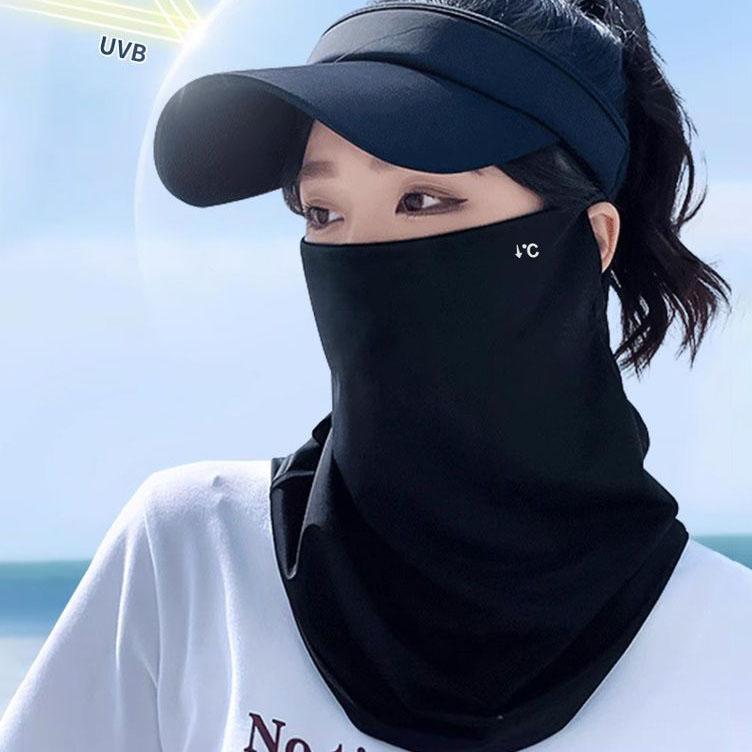 Летняя солнцезащитная маска Ice Silk для женщин, защита от ультрафиолета для езды на велосипеде, солнцезащитный шарф для шеи, длинная маска для шеи, маска для лица для мужчин