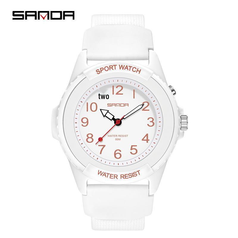 Sanda Макаронный цвет Флуоресцентные Водонепроницаемые Спортивные Часы для Мужчин и Женщин
