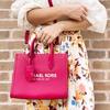 Michael Kors Кожаная сумка-тоут через плечо с принтом логотипа Mk Маленькие женские сумки Розовый 35S2G7ZC5L-936