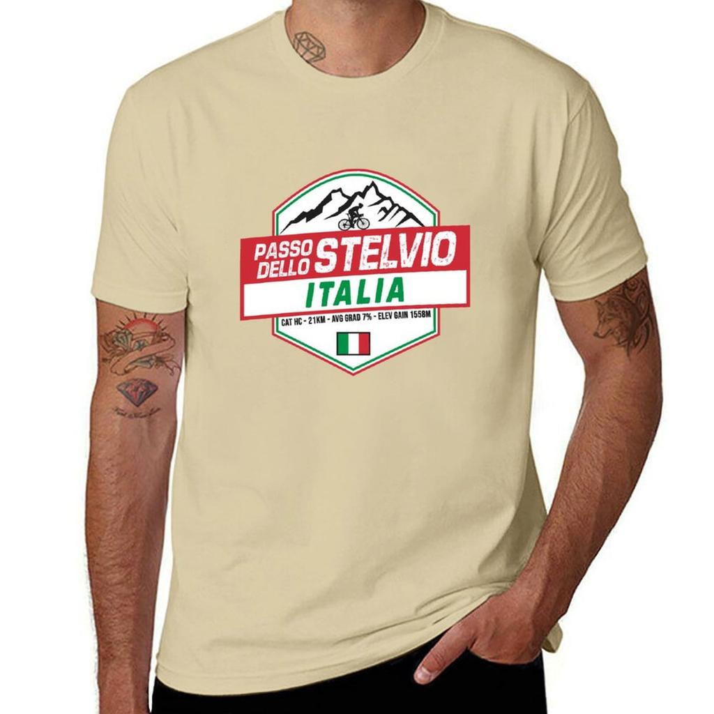 Passo Dello Stelvio Cycling Italy Tshirt Plain Customizeds Hippie Clothes Unisex Clothes