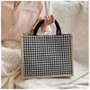 Льняная клетчатая сумка, большая вместительная клетчатая сумка для покупок, простая модная женская сумка через плечо