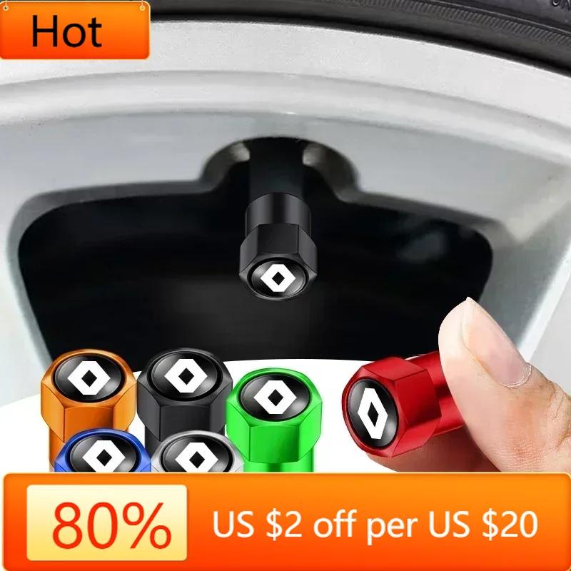 2026 Hot For Renault Interior Stickers 4Pcs/set Metal Car Wheel Tire Valve Caps Air Stem Covers For Renault Clio Fluence Captur Z111