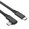 Кабель Sisyphy USB TYPE C, Г-образный, 3 м, черный нейлон, 3.2 Gen 2x2, передача данных 20 Гбит/с, 4K 60 Гц, видеовыход, совместимость с PD, поддержка быстрой зарядки 100 Вт