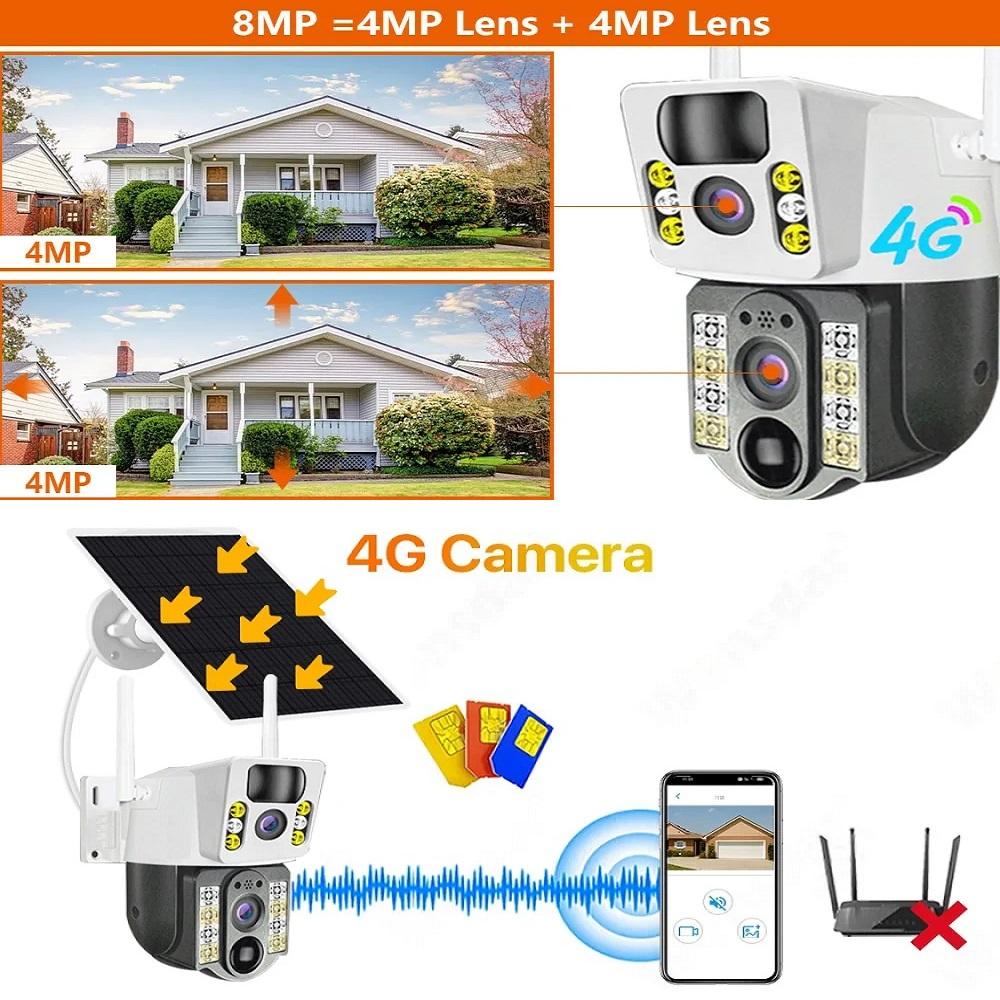 Солнечный HD-монитор 360 градусов для домашнего мобильного телефона, удаленная уличная камера, водонепроницаемая система ночного видения