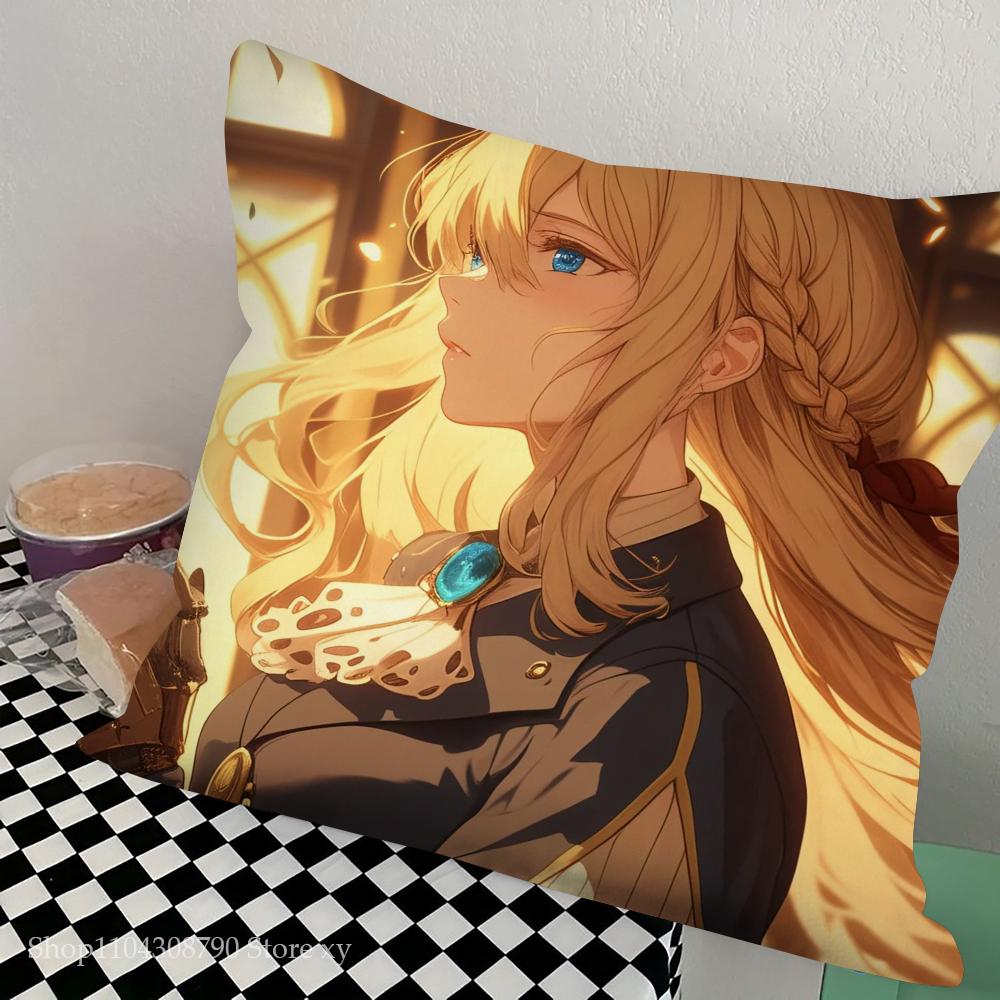 Фиолетовый Вечный Сад Анимационный Фильм Наволочка Квадратная Подушка Спальня Диван Досуг Комфорт Подушка Автомобиль Гостиная Домашнее Украшение