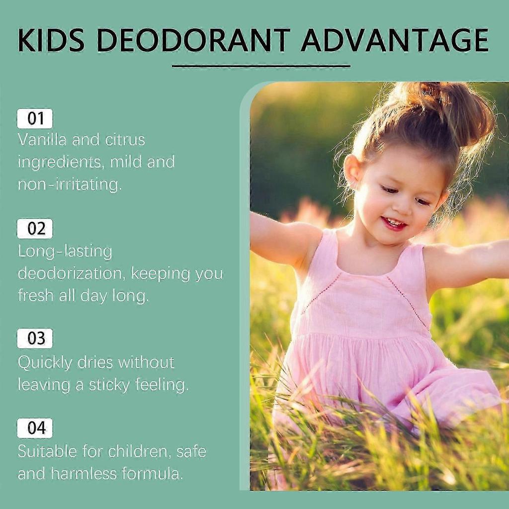 Fresh Natural Deodorant For Kids Teens Aluminum Free, Hypoallergenic Deodorant, Vanilla Citrus Roller Fragrance, Children's Sweat Roller Armpit Sweat