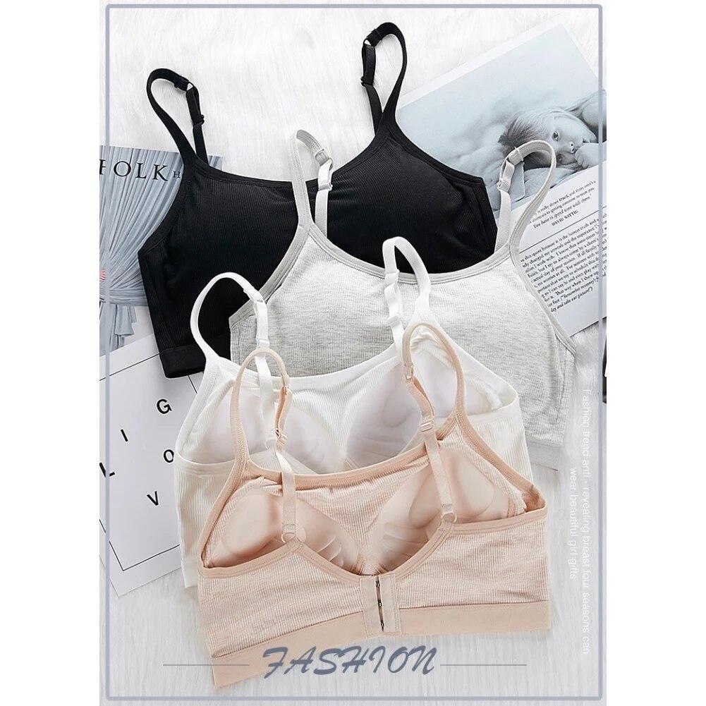 Женский бюстгальтер в рубчик, регулируемый бюстгальтер на тонких бретельках, беспроводной бюстгальтер без косточек, повседневные бюстгальтеры с застежкой сзади, спортивный бюстгальтер без косточек