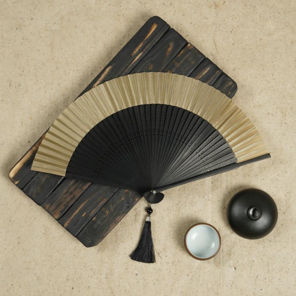 Carved Handle Chinese Fan Handhold Dance Fan Home Decoration Bamboo Folding Fan Gift