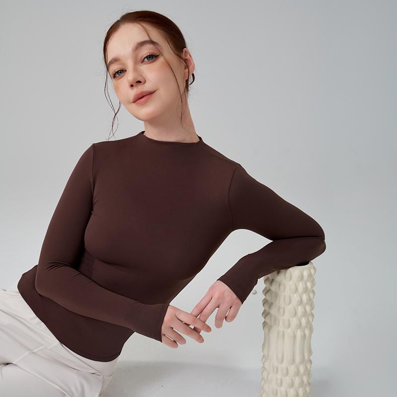 SOISOU 5 Colors Half-High Collar Slim Fit Yoga Top Women's Pilates Pullover Sports Long Sleeve High Elastic Fitness T Shirt