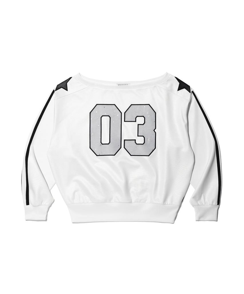 YOUHEE Offshoulder Jersey Sweatshirts White