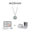 MODIAN 0.18CT Moissanite Necklace 925 Silver Delicate Green Snowflake Lab DPendant Necklace For Women Jewelry