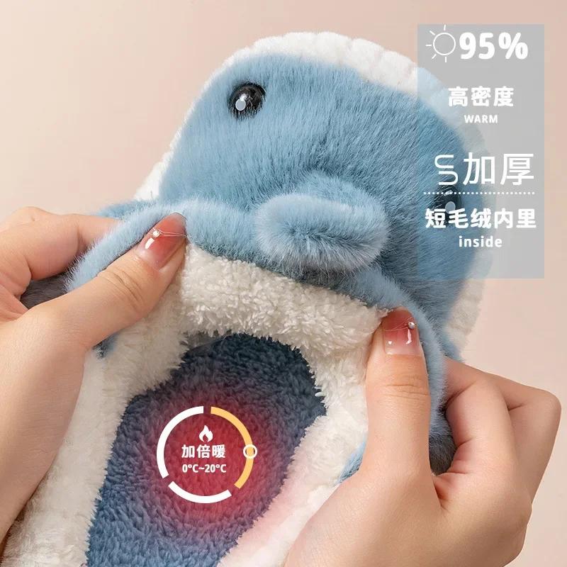 Модные женские милые мультяшные платформенные теплые пушистые тапочки женские зимние утолщенные плюшевые хлопковые тапочки женские нескользящие на толстой подошве шлепанцы