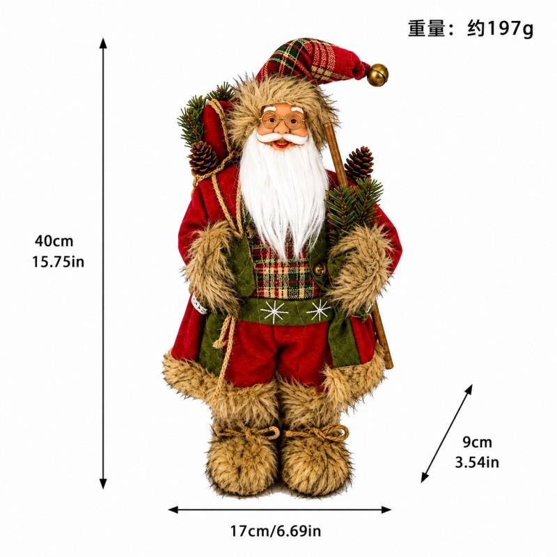 12 Inch Standing Santa Claus Plush Figurine Christmas Decoration Display Ornament Home Tree Table