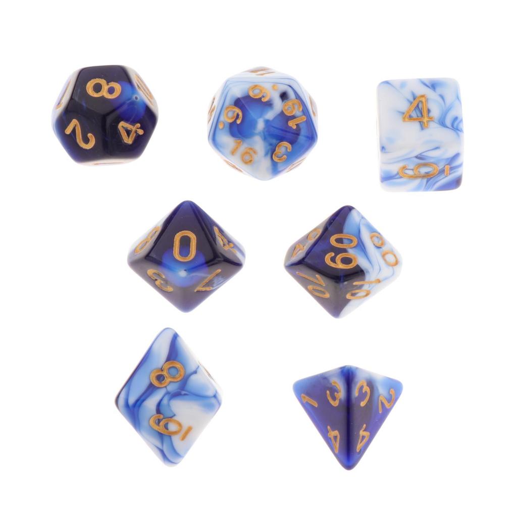 Набор из 7 шт. Акриловые многогранные кубики Double-Colors D8 D10 D10% D12 D20 для настольных игр, семейных игр, RPG