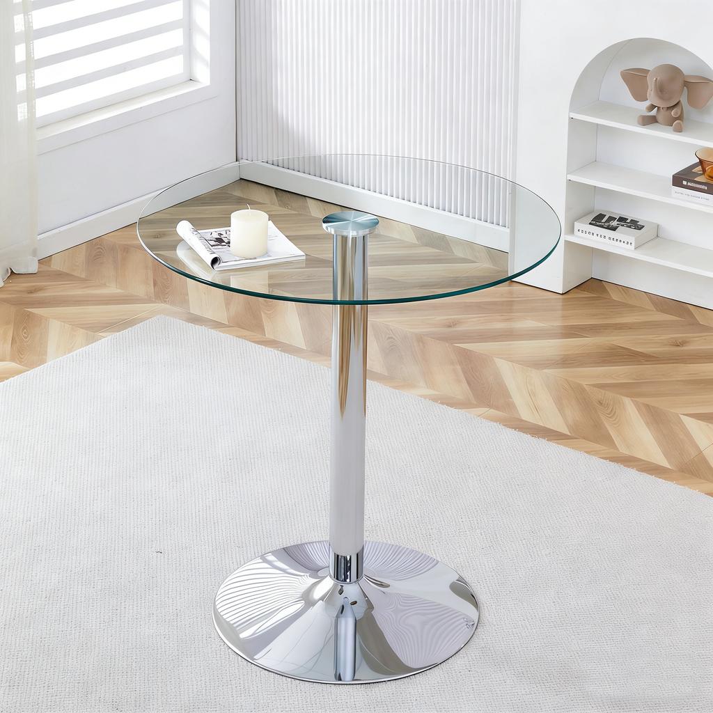 Modern Minimalist Glass Bar Table: With a diameter of 89 cm and a height of 92 cm, it is the choice for a light luxury structure.