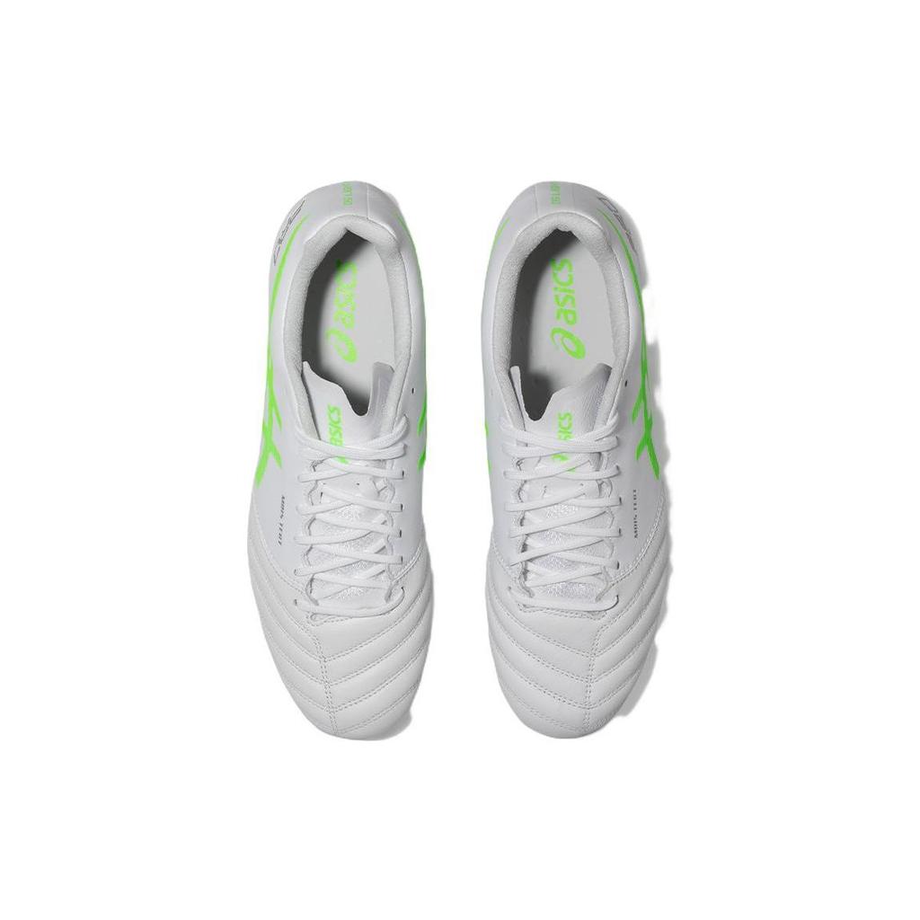 Asics Ds Light X-Fly Pro L.E.. Круглый носок, шнуровка, AG (Резиновый короткий стержень) Кожаные футбольные бутсы Мужские футбольные бутсы Бело-зеленые 1101A025-105