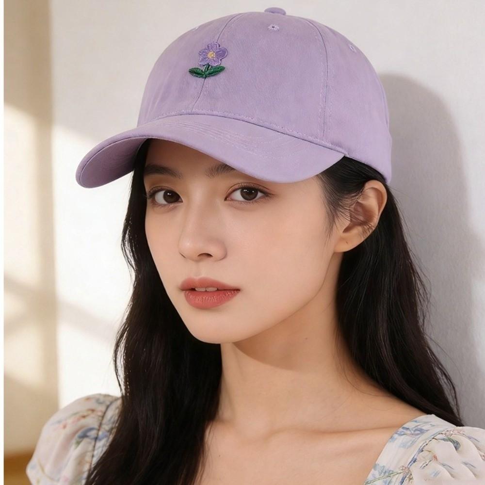 Korean Style Flower Baseball Cap Adjustable Sunshade Casquette Embroidered Peaked Hat  Sports
