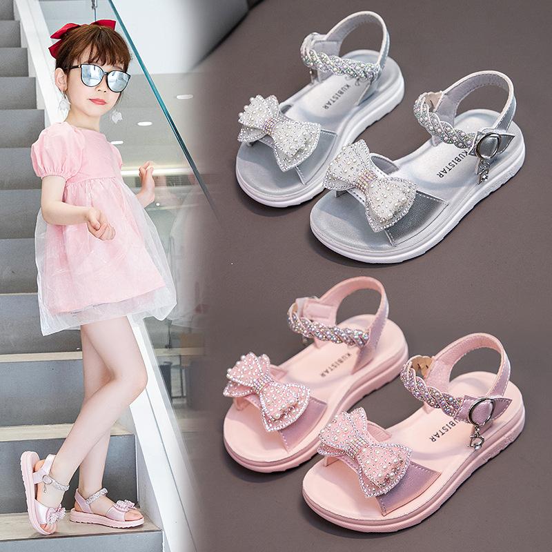 Новая Мода Лето Корейская Версия Принцесса Маленькая Девочка Мягкая Подошва Открытый Носок Сандалии