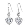 Privie Earrings Heart White Clear Zirconia Ocean Fairy Feminine OL Business Formal Wedding Ladies Silver Gift Present Birthday Christmas