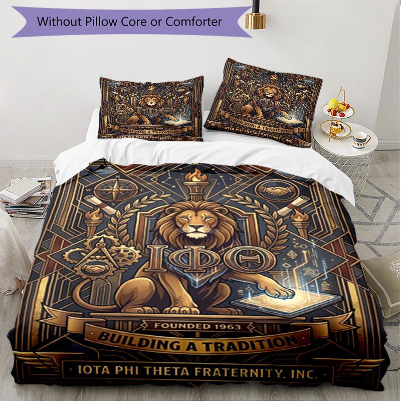 3pcs Duvet Cover Set (1*Duvet Cover + 2*Pillowcase, Without Core), Iota Phi Theta Print Soft All‑Season Bedding Set, Home Bedroom Decor Gift