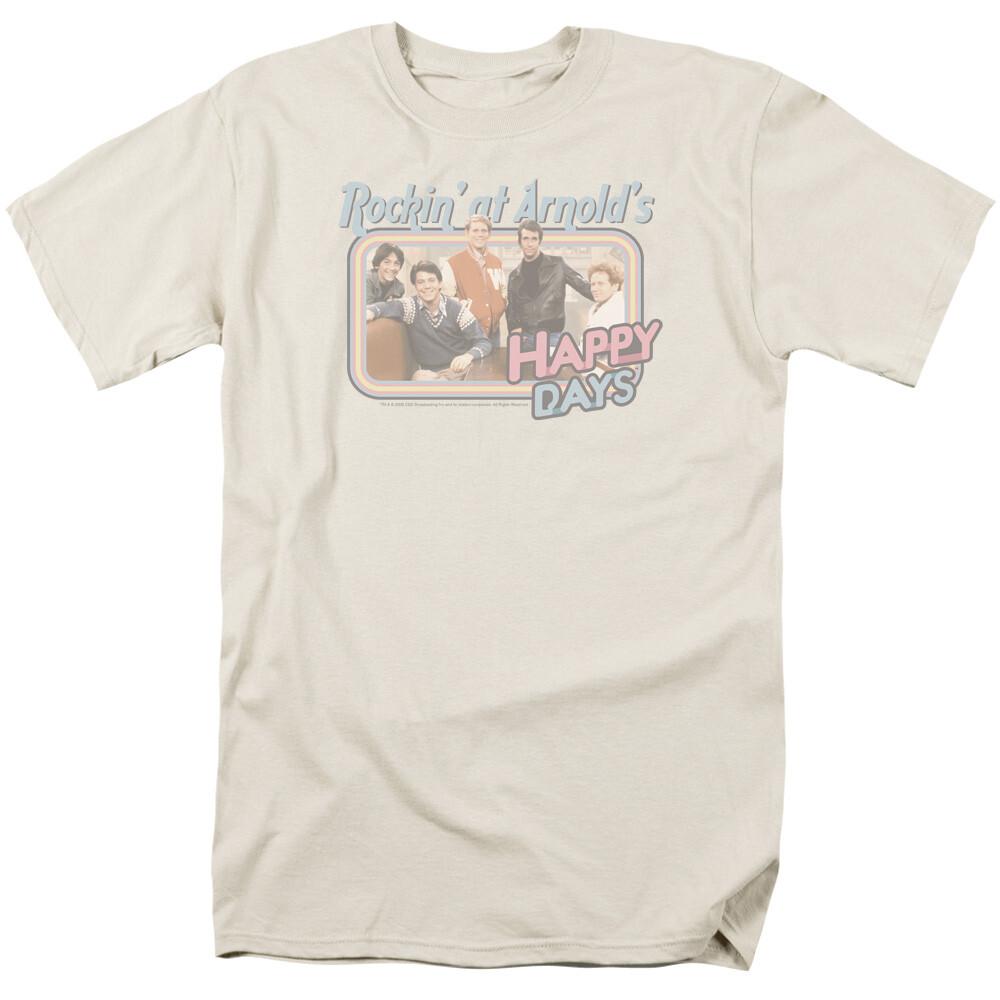 Happy Days Rocking at Arnolds T Shirt Mens Licensed Classic TV Show Cream